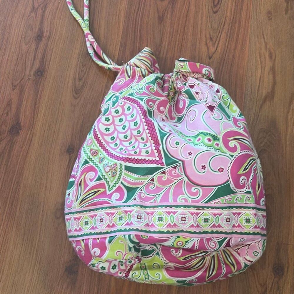 Vera Bradley 2008 pink floral lined insulated lunch bag wet dry bag laundry bag